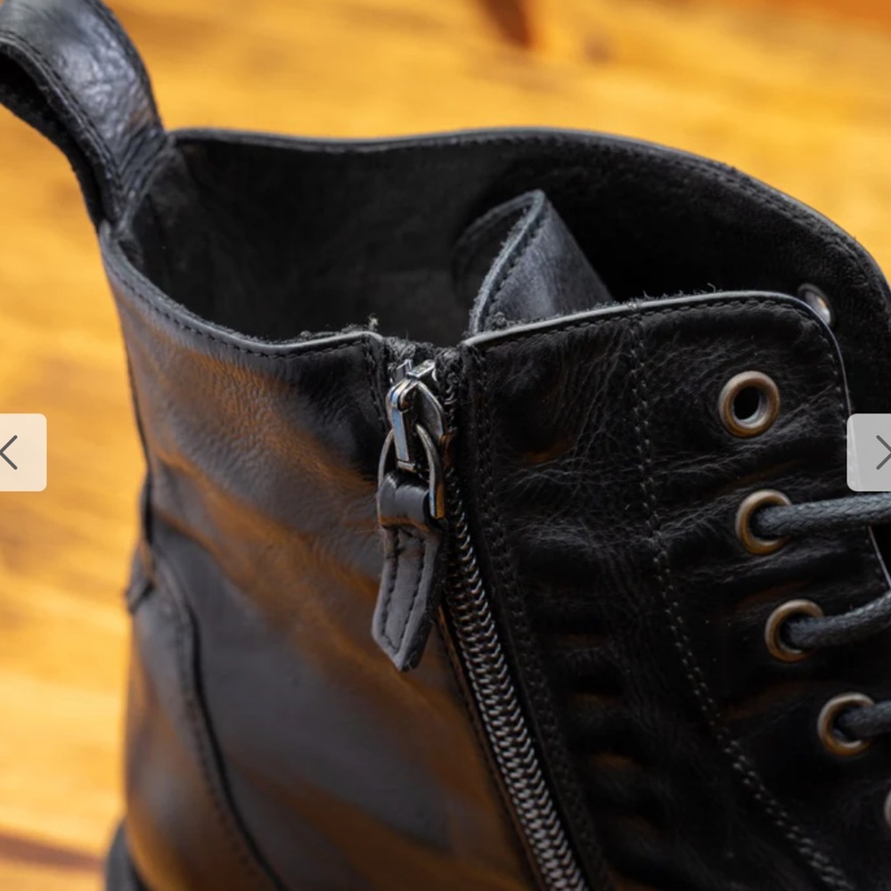 Calzoleria Toscana Dip Died Black Leather Mens Lace Up Combat Boot. Size 10.5 - Picture 3 of 11